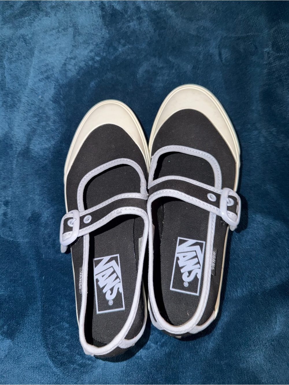 Vans Black and White Mary Jane Canvas Sneakers